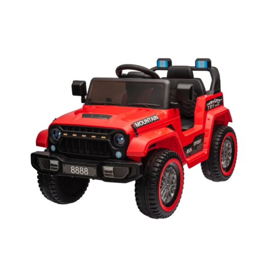JOKO Elektrické autíčko Jeep MOUNTAIN, penové kolesá, kožené sedadlo, červené