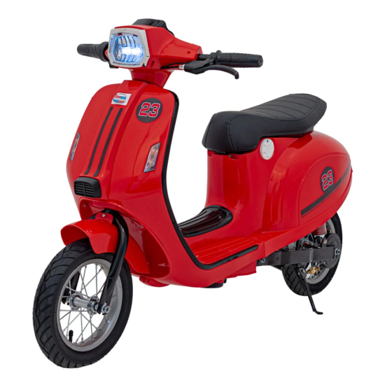 JOKO Elektrická Motorka Skúter Retro 23, Nafukovacie kolesá, kožené sedadlo, nosnosť 60kg, červená