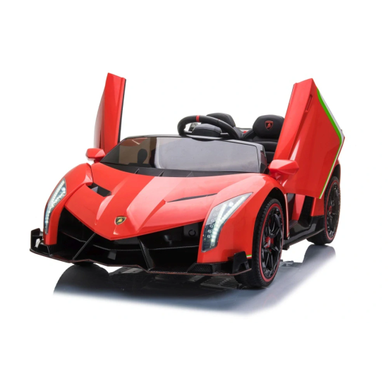 JOKO Elektrické autíčko Lamborghini Veneno 4x4, penové kolesá, kožené sedadlo, Efekt HOJDANIA, nosnosť 50kg, červené