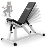 PHYSIONICS Posilňovacia Lavica, Lavička na Cvičenie Regulovateľná, nosnosť 200kg, biela
