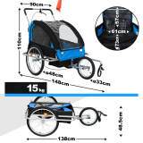 Jago, Vozík za bicykel pre deti alebo zvieratá, modrý