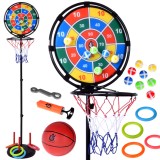 JOKO Sada Hier Basketbalový Kôš, Terč na suchý zips, Hod krúžkami do cieľa 3v1 + lopta a pumpa
