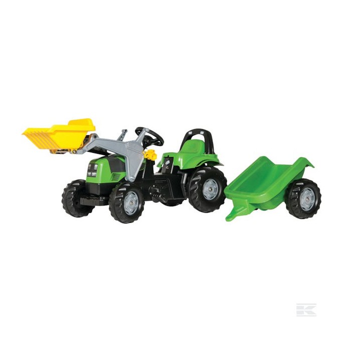 Rolly Toys Šľapací traktor DEUTZ s čelným nakladačom a prívesom