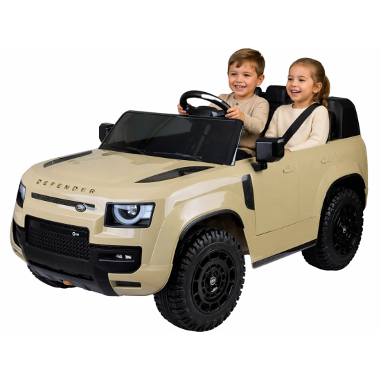 JOKO Elektrické autíčko Land Rover Defender 4x4 24V, Dvojmiestne, nosnosť 50kg, FM rádio, béžové