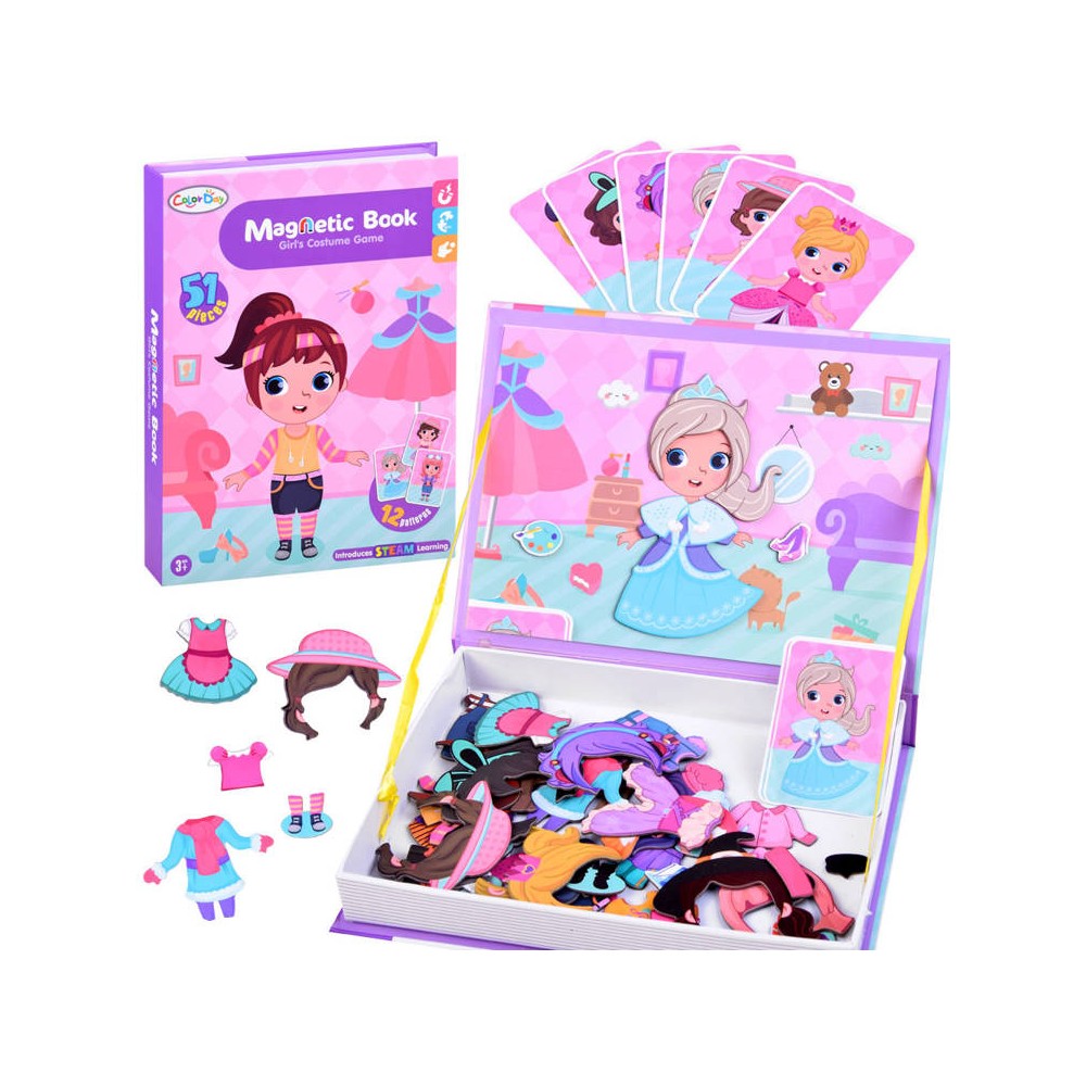 JOKO Magnetická kniha, magnetické Puzzle Obliekanie Dievčatá, Móda + Účesy, módna návrhárka