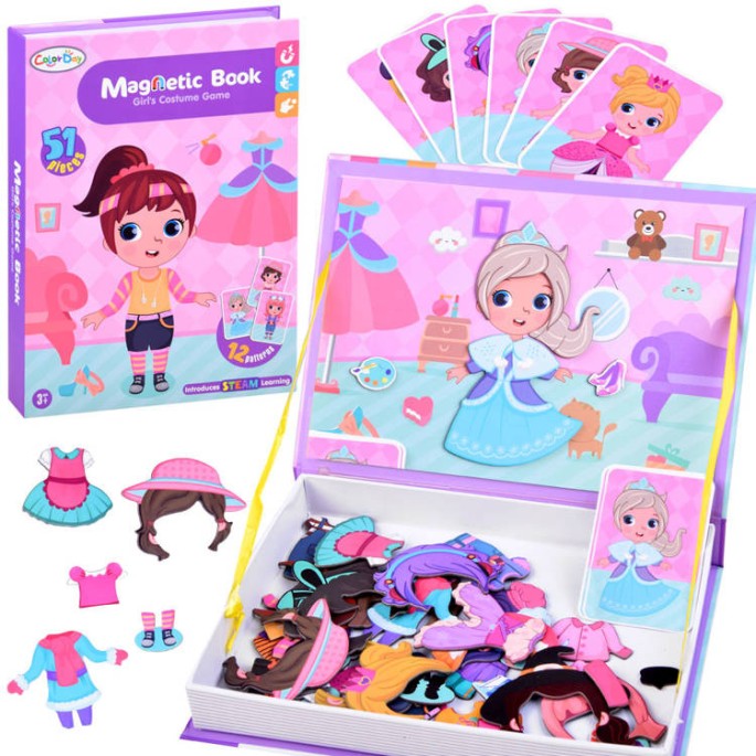 JOKO Magnetická kniha, magnetické Puzzle Obliekanie Dievčatá, Móda + Účesy, módna návrhárka