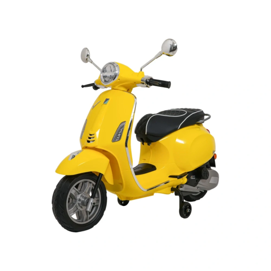 JOKO Elektrická Motorka Skúter Vespa ROMA, kožené sedalo, penové kolesá, žltá