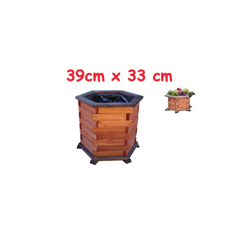 MKSTOR Drevený kvetináč z masívu 39 cm x 33 cm, lakovaný
