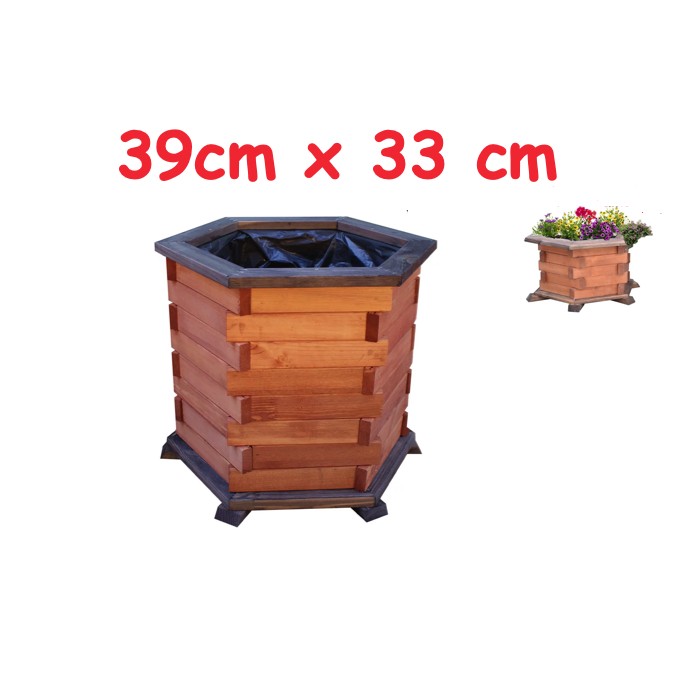 MKSTOR Drevený kvetináč z masívu 39 cm x 33 cm, lakovaný