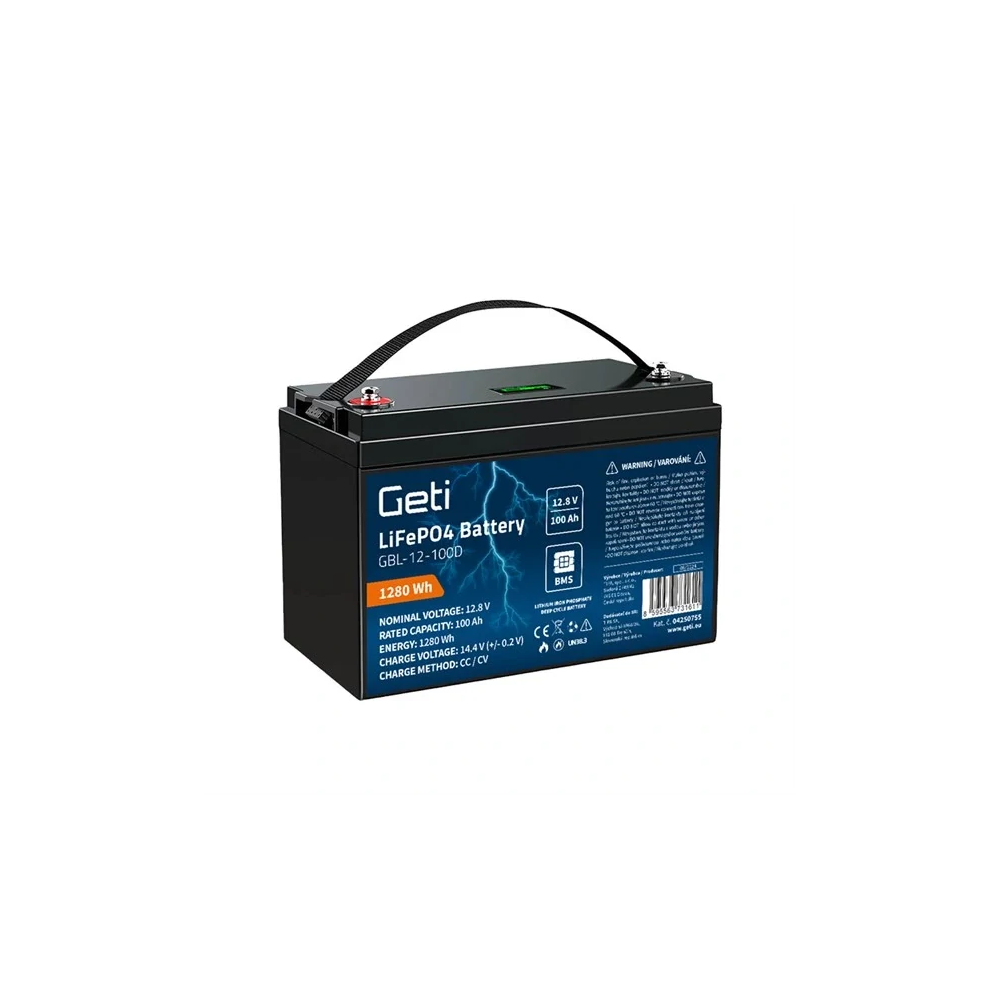 GETI Batéria LiFePO4 12,8V 100Ah GBL-12-100D Displej