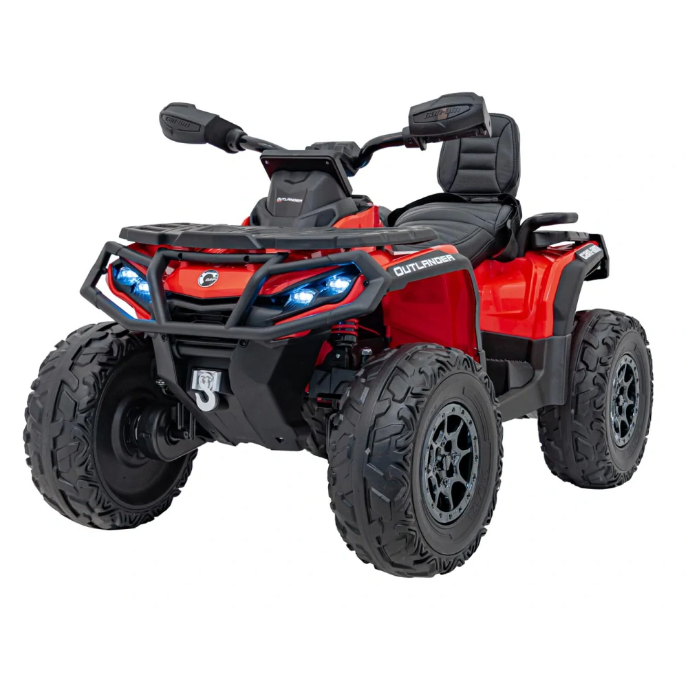 JOKO Elektrická Štvorkolka Can Am Outlander ATV 4x45W, penové kolesá, kožené sedadlo, nosnosť 50kg, Diaľkové ovládanie, červená
