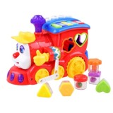 Hola Toys Interaktívny Vláčik so svetlom a zvukom + Klavír + vkladačka + jazdí sám