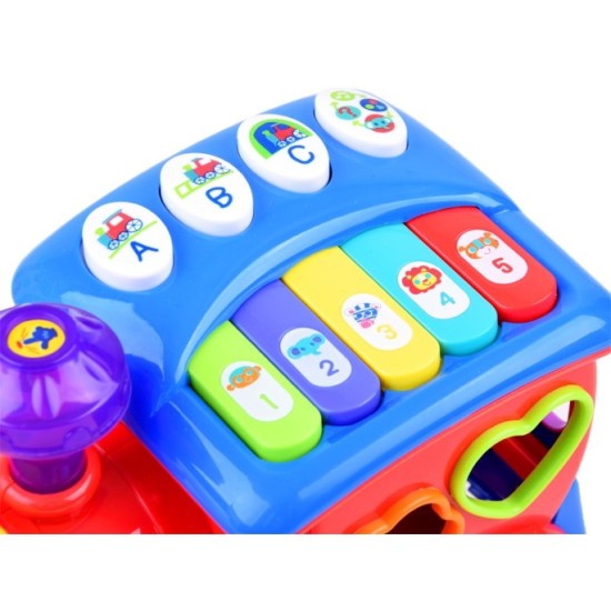 Hola Toys Interaktívny Vláčik so svetlom a zvukom + Klavír + vkladačka + jazdí sám