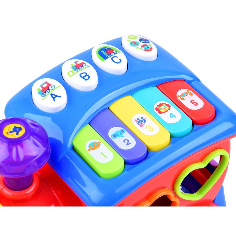 Hola Toys Interaktívny Vláčik so svetlom a zvukom + Klavír + vkladačka + jazdí sám