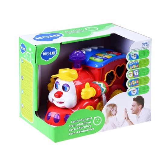 Hola Toys Interaktívny Vláčik so svetlom a zvukom + Klavír + vkladačka + jazdí sám
