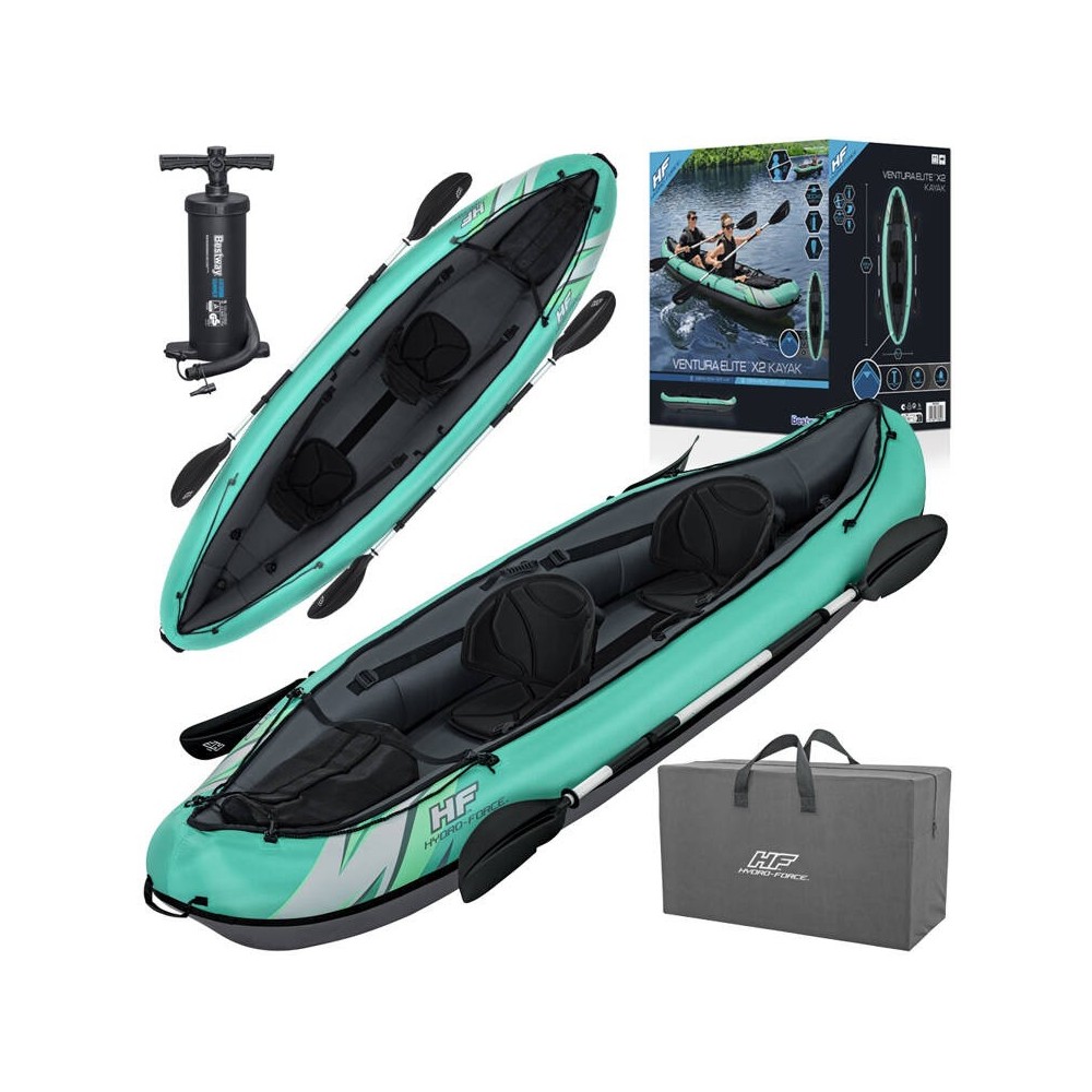 Bestway Nafukovací Kajak Ventura Elite X2 Hydro Force + veslá, nosnosť 200kg, zelený