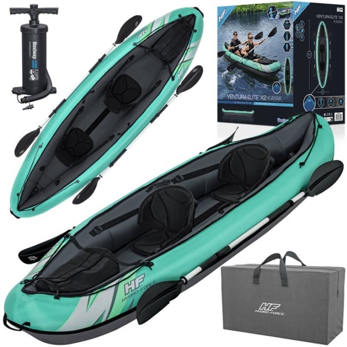 Bestway Nafukovací Kajak Ventura Elite X2 Hydro Force + veslá, nosnosť 200kg, zelený