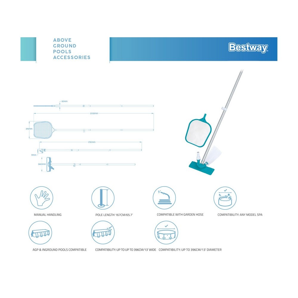Bestway 58013 Príslušenstvo k bazénu - Sada na čistenie bazénov, vysávač + sieť
