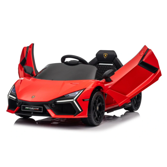 JOKO Elektrické autíčko Lamborghini Revuelto, kožené sedadlo, penové kolesá, FM rádio, červené
