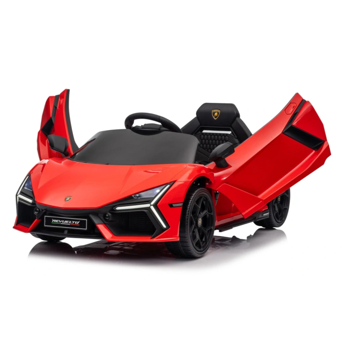 JOKO Elektrické autíčko Lamborghini Revuelto, kožené sedadlo, penové kolesá, FM rádio, červené