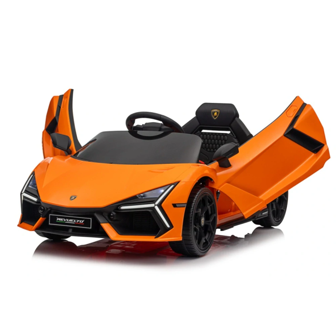 JOKO Elektrické autíčko Lamborghini Revuelto, kožené sedadlo, penové kolesá, FM rádio, oranžové