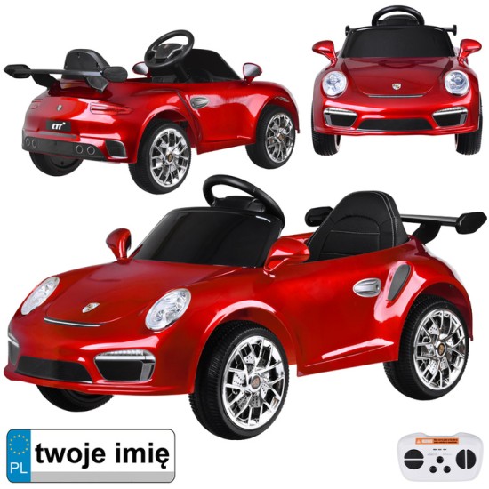 JOKO Elektrické Autíčko Porsche RUF CTR3, Lakované, penové kolesá, kožené sedadlo, červené