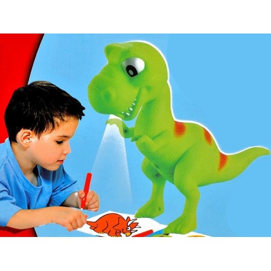 JOKO Detský projektor Dinosarus T-REX + fixy, zelený