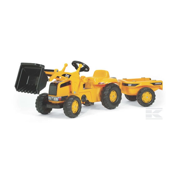Rolly Toys Šľapací traktor CAT + čelný nakladač + vlečka