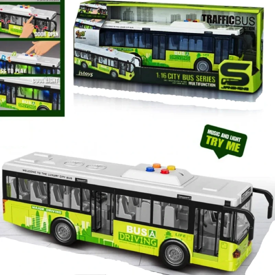 JOKO Autobus s Otváracími dverami, svetlom a zvukom 29cm, zelený