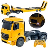 Double Eagle RC Kamión Mercedes-Benz s návesom na diaľkové ovládanie + svetlo + zvuk, žltý