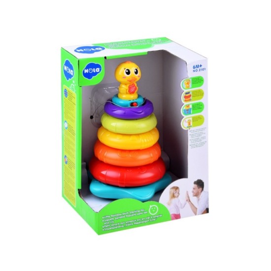 Hola Toys Interaktívna pyramída kačka na batérie