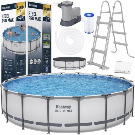BESTWAY 56462 Bazén s kovovou konštrukciou  STEEL-PRO MAX 7v1 549 cm x 122 cm s filtračným čerpadlom + plachta a rebrík