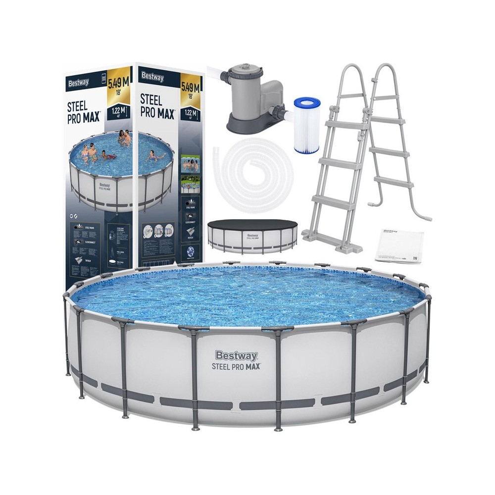 BESTWAY 56462 Bazén s kovovou konštrukciou  STEEL-PRO MAX 7v1 549 cm x 122 cm s filtračným čerpadlom + plachta a rebrík