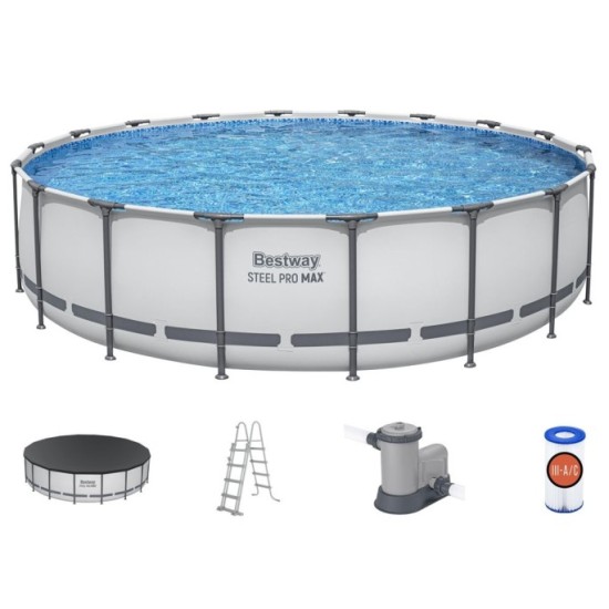 BESTWAY 56462 Bazén s kovovou konštrukciou  STEEL-PRO MAX 7v1 549 cm x 122 cm s filtračným čerpadlom + plachta a rebrík