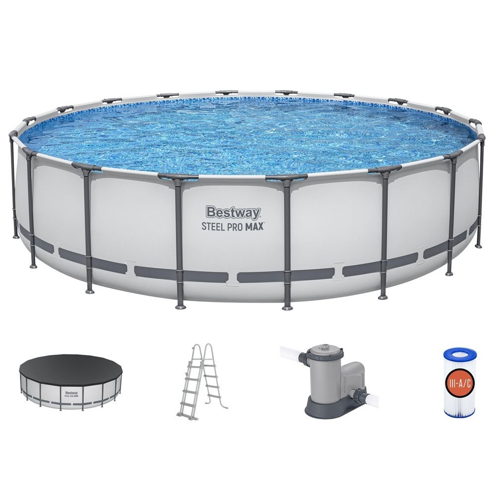 BESTWAY 56462 Bazén s kovovou konštrukciou  STEEL-PRO MAX 7v1 549 cm x 122 cm s filtračným čerpadlom + plachta a rebrík