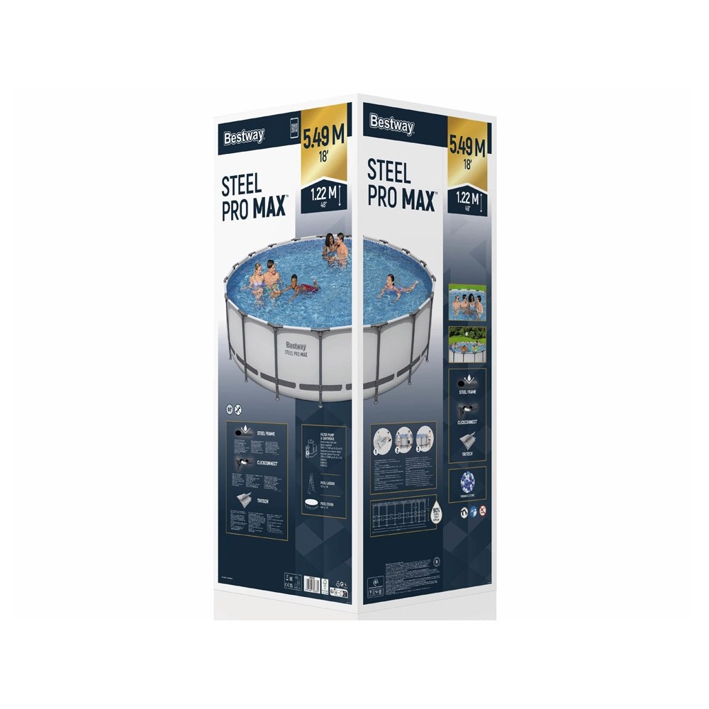 BESTWAY 56462 Bazén s kovovou konštrukciou  STEEL-PRO MAX 7v1 549 cm x 122 cm s filtračným čerpadlom + plachta a rebrík
