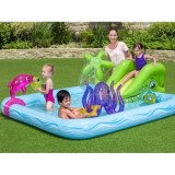 Bestway 53052 Detský bazén so šmýkalkou a fontánou 239cm x 206cm + zvieratká