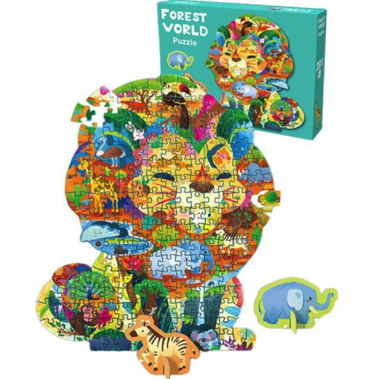 JOKO Puzzle Safari Lev 200ks + 3D zvieratká Slon, Zebra