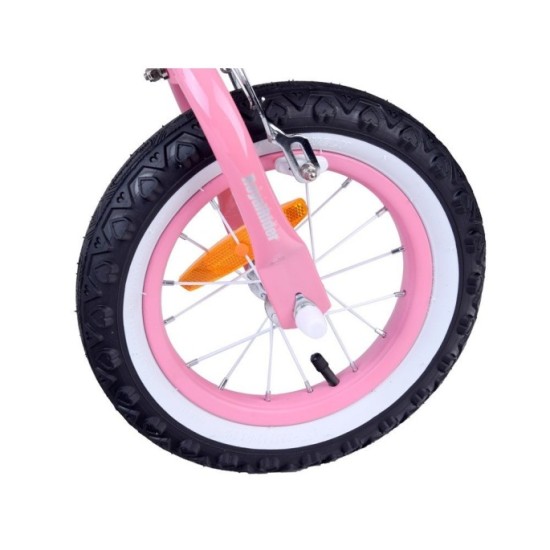 Royal Baby Detský bicykel JENNY 14" s nafukovacími kolesami + košík a zvonček, ružový