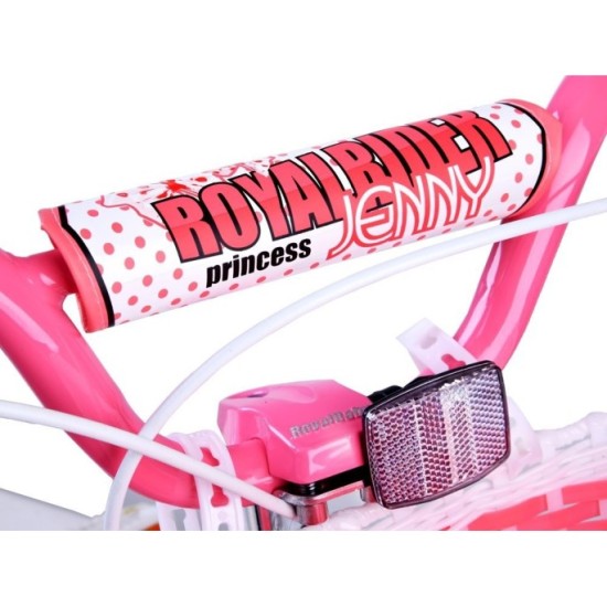 Royal Baby Detský bicykel JENNY 14" s nafukovacími kolesami + košík a zvonček, ružový