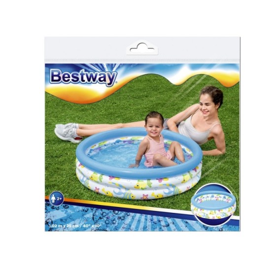 Bestway 51008 Nafukovací bazén pre deti 102 cm Podmorský svet, okrúhly, modrý