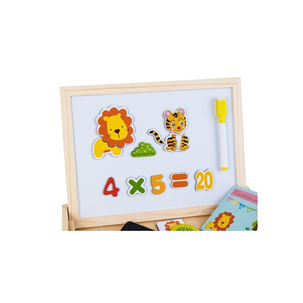 JOKO Drevená tabuľa skladacia pre deti na kriedy + Magnetické Puzzle 2v1