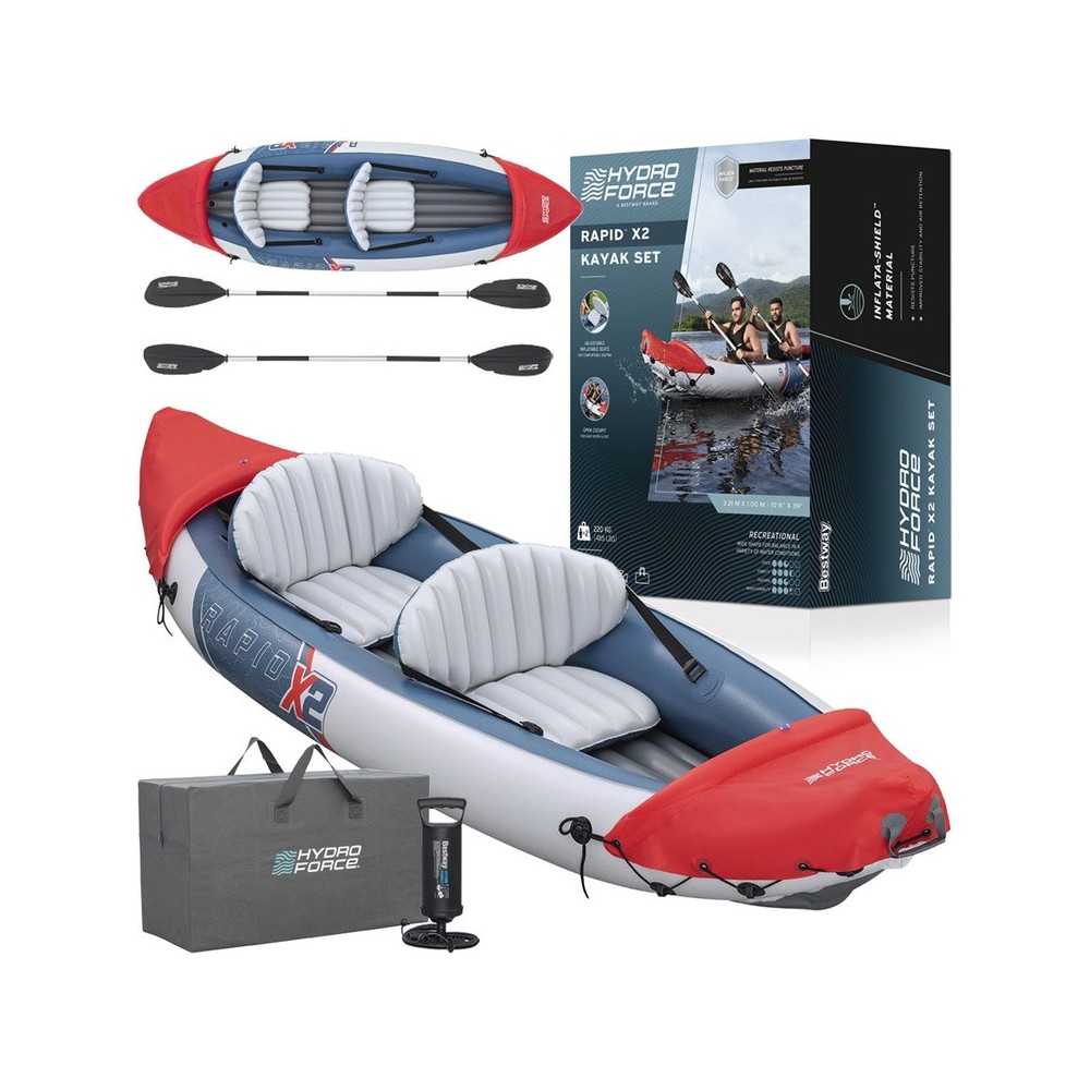Bestway 65077 Nafukovací Kajak LITE-RAPID X2 321cm, pre 2 osoby + 2 hliníkové veslá Nafukovací Kajak LITE-RAPID X2 pre 2 osoby