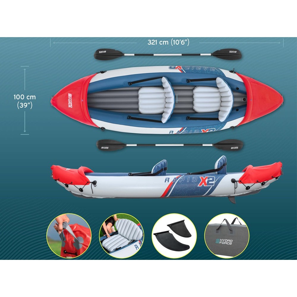 Bestway 65077 Nafukovací Kajak LITE-RAPID X2 321cm, pre 2 osoby + 2 hliníkové veslá Nafukovací Kajak LITE-RAPID X2 pre 2 osoby