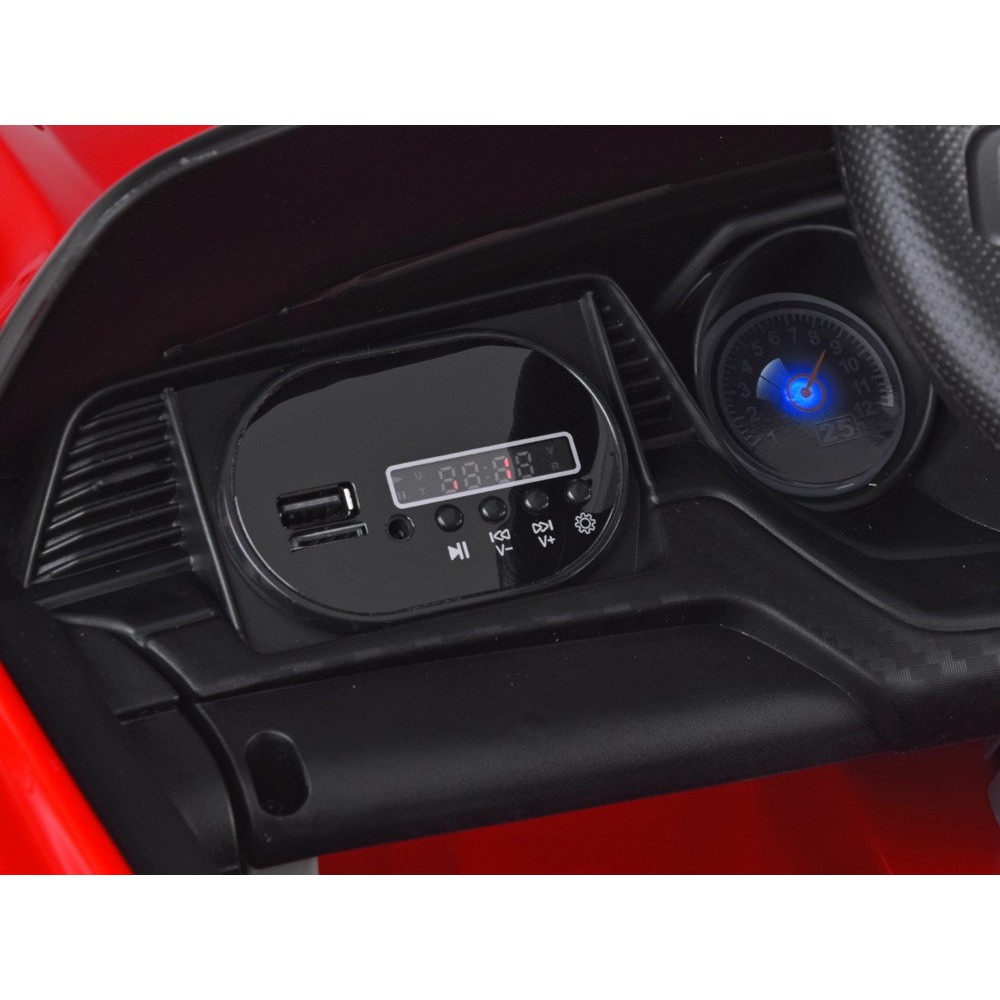 JOKO Elektrické autíčko Mustang GT, penové kolesá, kožené sedadlo, USB, MP3, červené