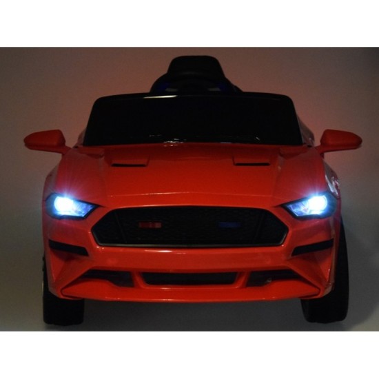 JOKO Elektrické autíčko Mustang GT, penové kolesá, kožené sedadlo, USB, MP3, červené