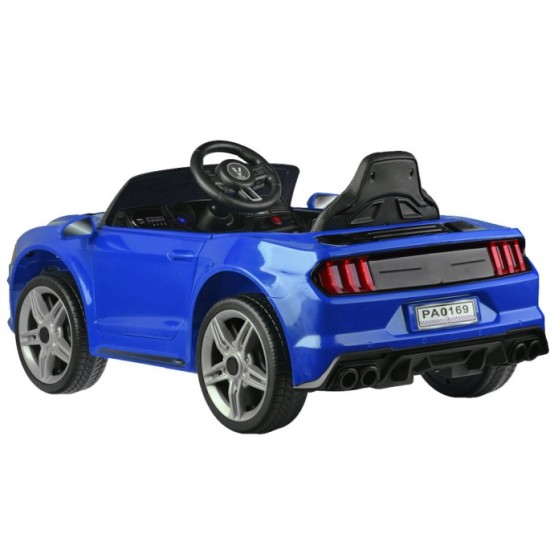 JOKO Elektrické autíčko Mustang GT, penové kolesá, kožené sedadlo, USB, MP3, modré