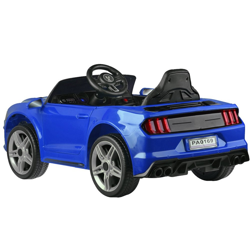 JOKO Elektrické autíčko Mustang GT, penové kolesá, kožené sedadlo, USB, MP3, modré