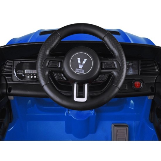JOKO Elektrické autíčko Mustang GT, penové kolesá, kožené sedadlo, USB, MP3, modré