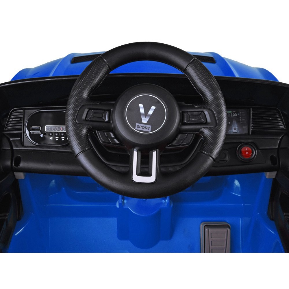 JOKO Elektrické autíčko Mustang GT, penové kolesá, kožené sedadlo, USB, MP3, modré